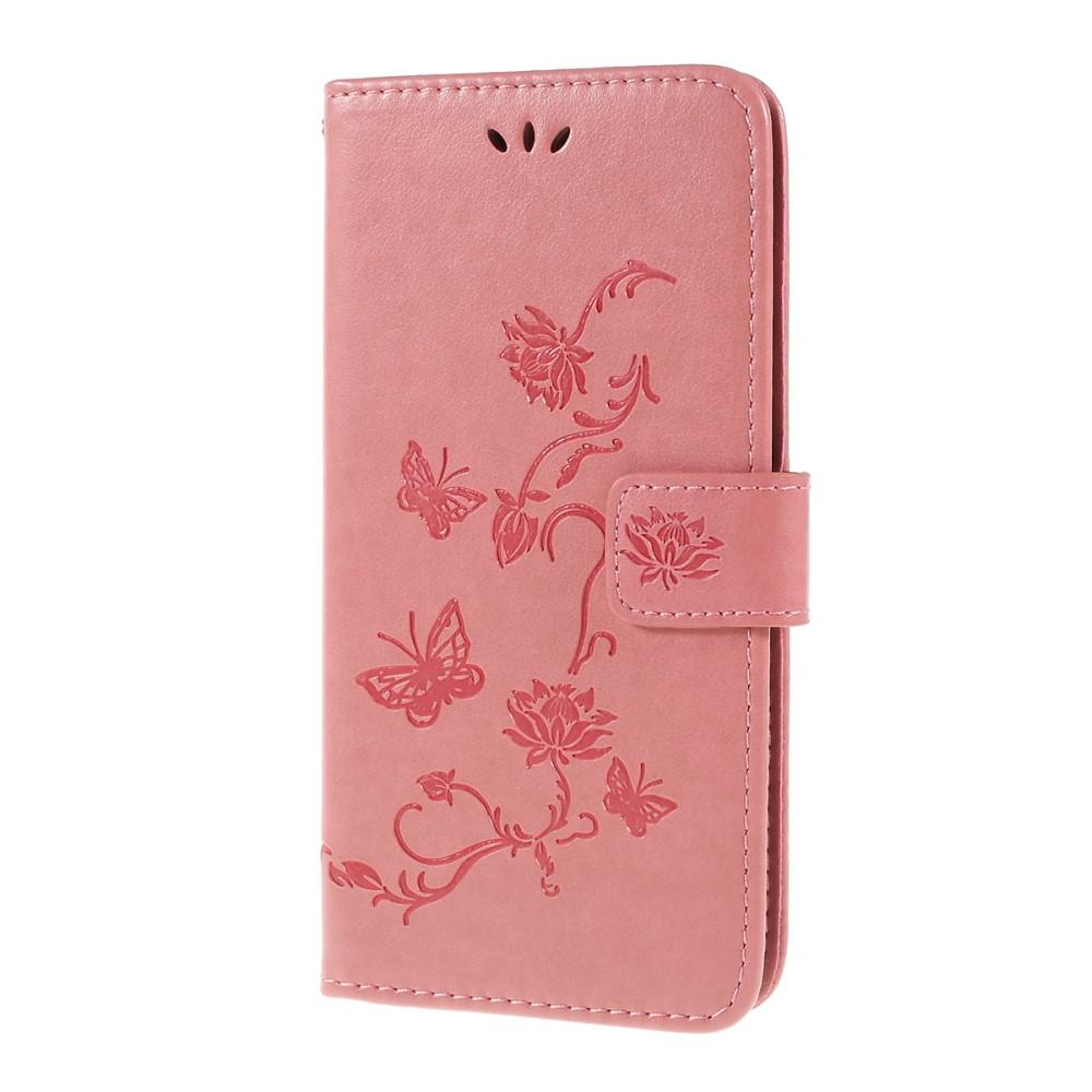 Samsung Galaxy A10 Leather Cover Imprinted Butterflies Pink