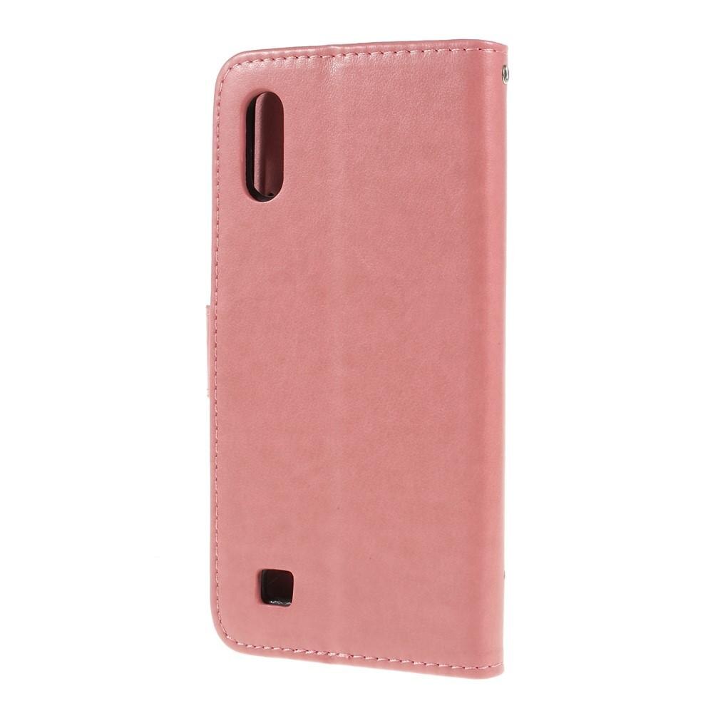 Samsung Galaxy A10 Leather Cover Imprinted Butterflies Pink