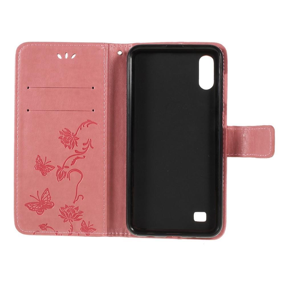 Samsung Galaxy A10 Leather Cover Imprinted Butterflies Pink