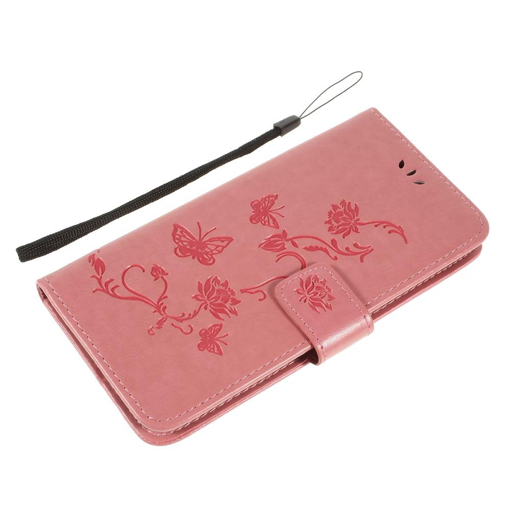 Samsung Galaxy A10 Leather Cover Imprinted Butterflies Pink