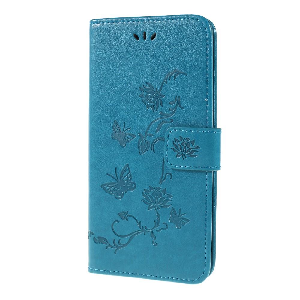 Samsung Galaxy A10 Leather Cover Imprinted Butterflies Blue