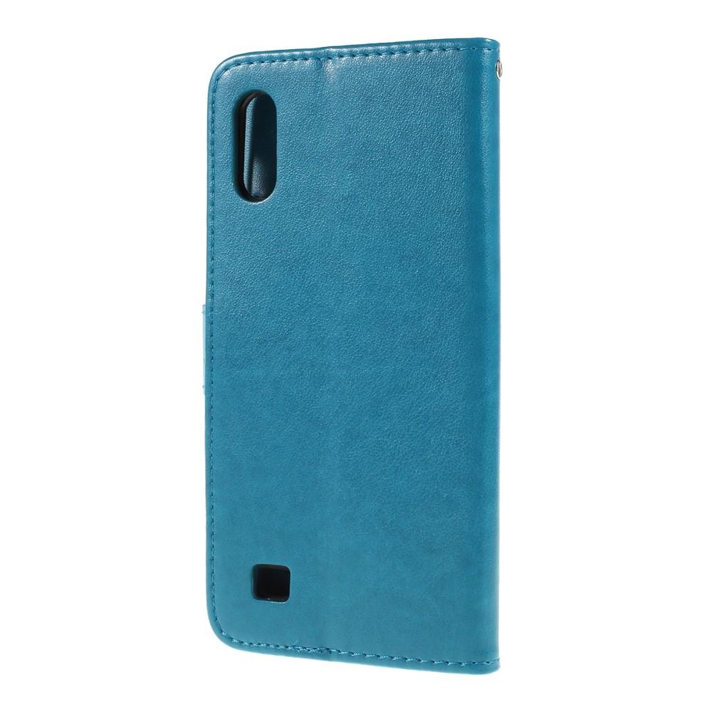 Samsung Galaxy A10 Leather Cover Imprinted Butterflies Blue