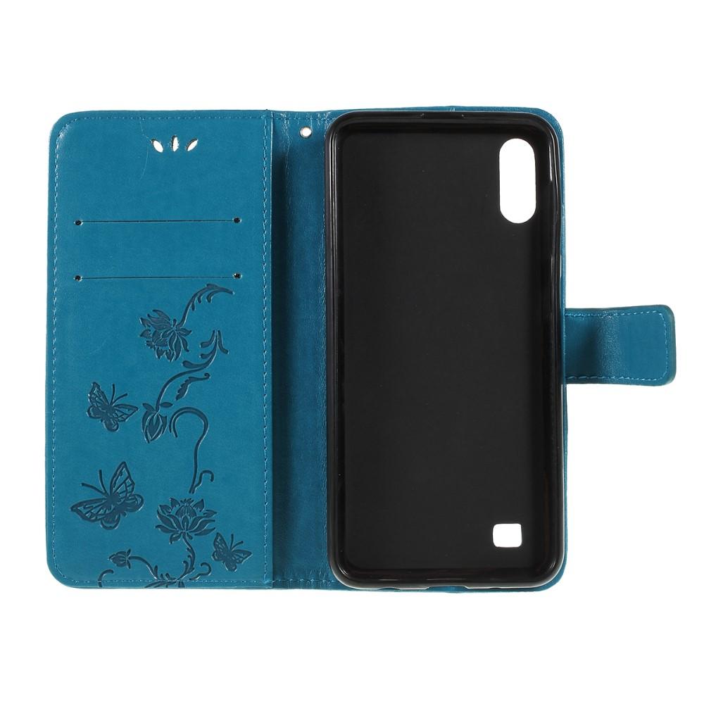 Samsung Galaxy A10 Leather Cover Imprinted Butterflies Blue