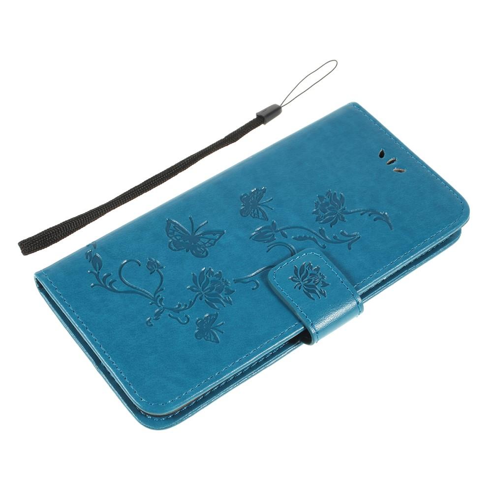 Samsung Galaxy A10 Leather Cover Imprinted Butterflies Blue