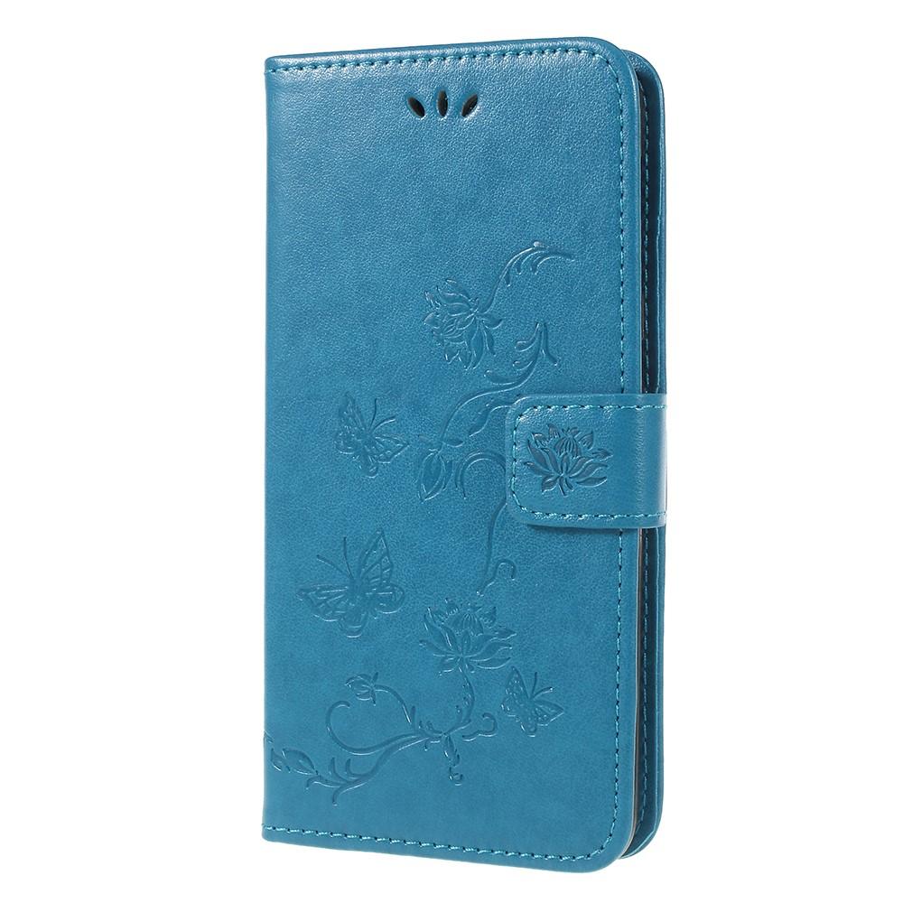 Samsung Galaxy A6 2018 Leather Cover Imprinted Butterflies Blue