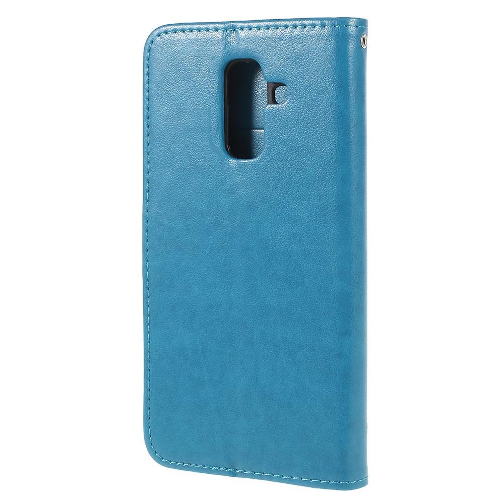 Samsung Galaxy A6 2018 Leather Cover Imprinted Butterflies Blue
