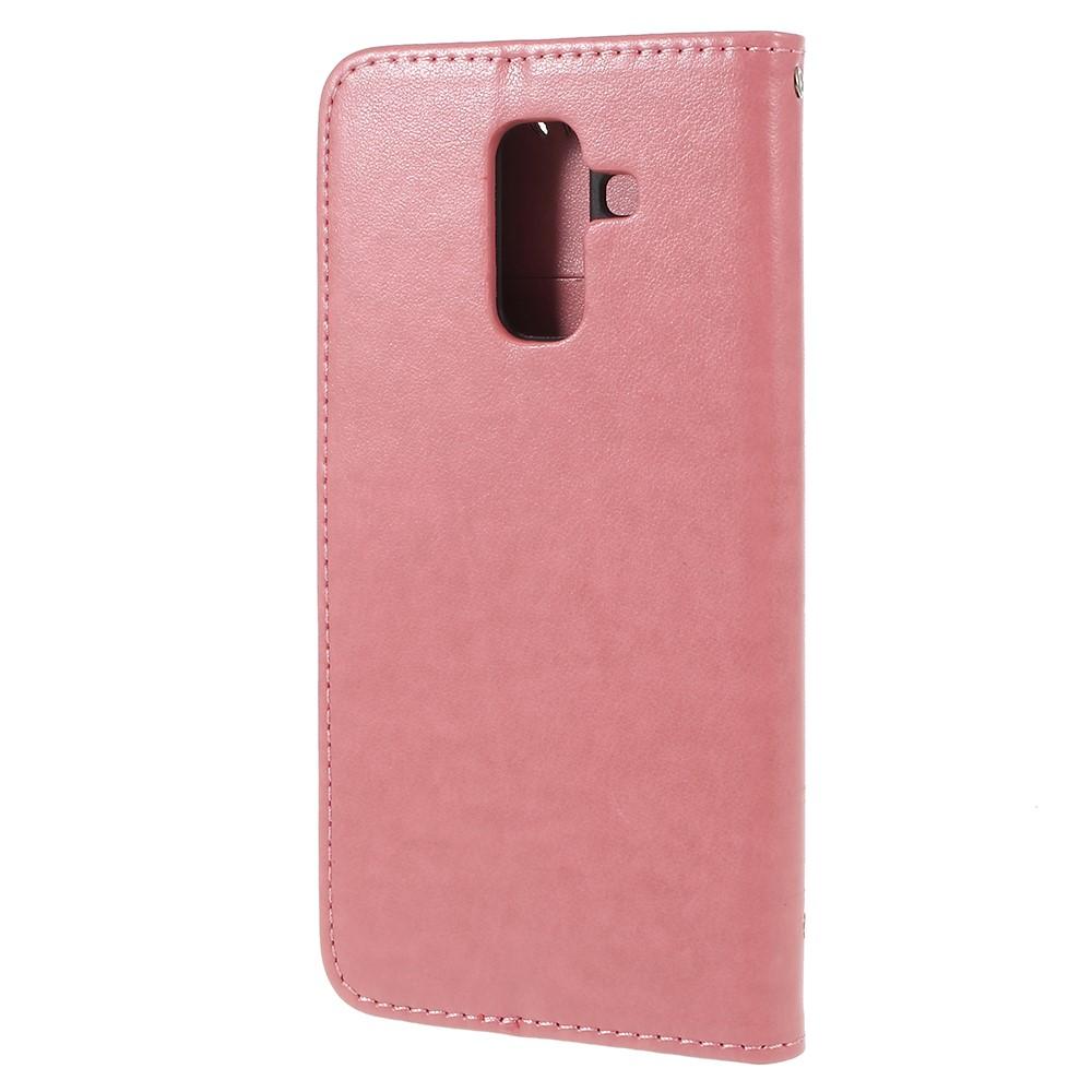 Samsung Galaxy A6 2018 Leather Cover Imprinted Butterflies Pink