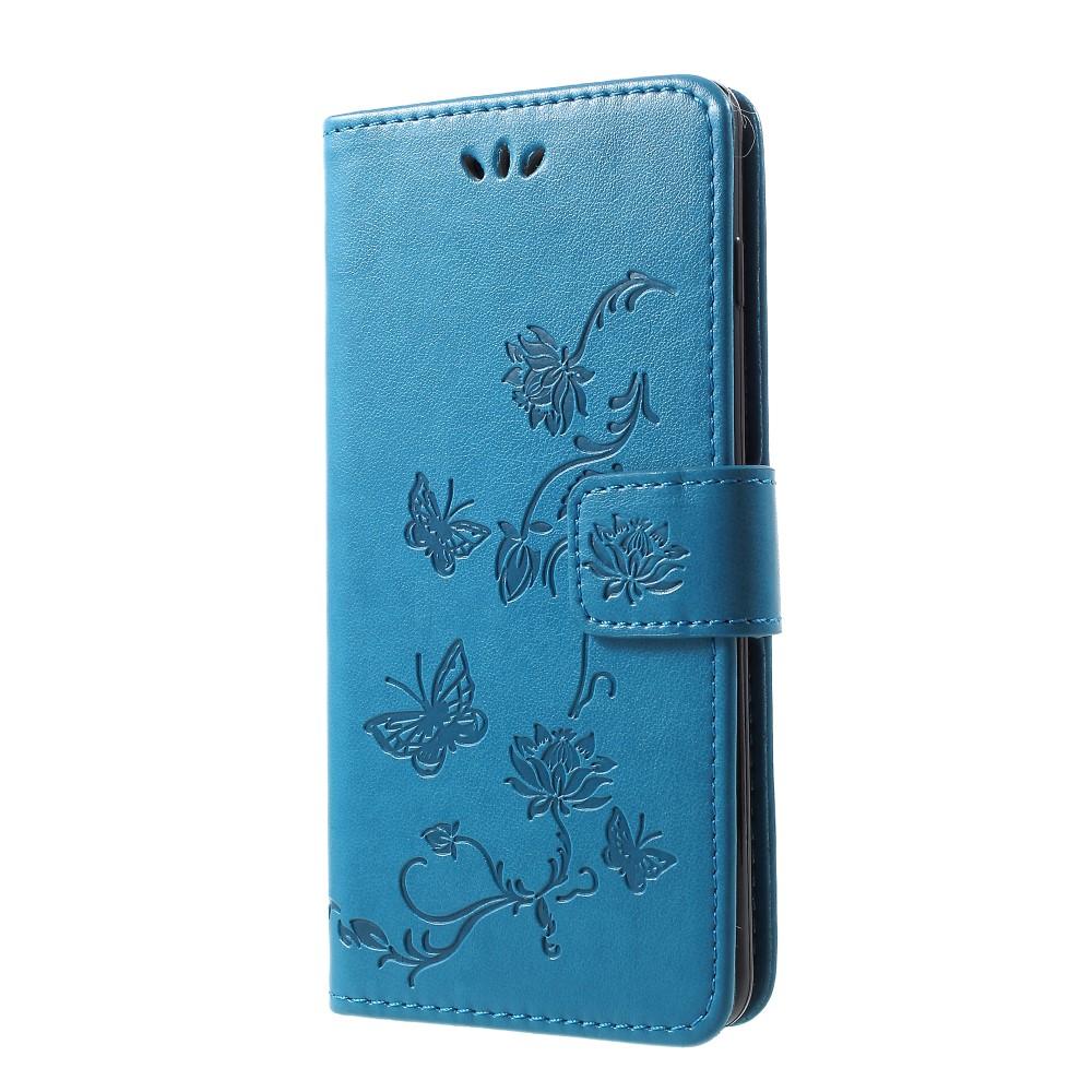 Samsung Galaxy S10 Leather Cover Imprinted Butterflies Blue