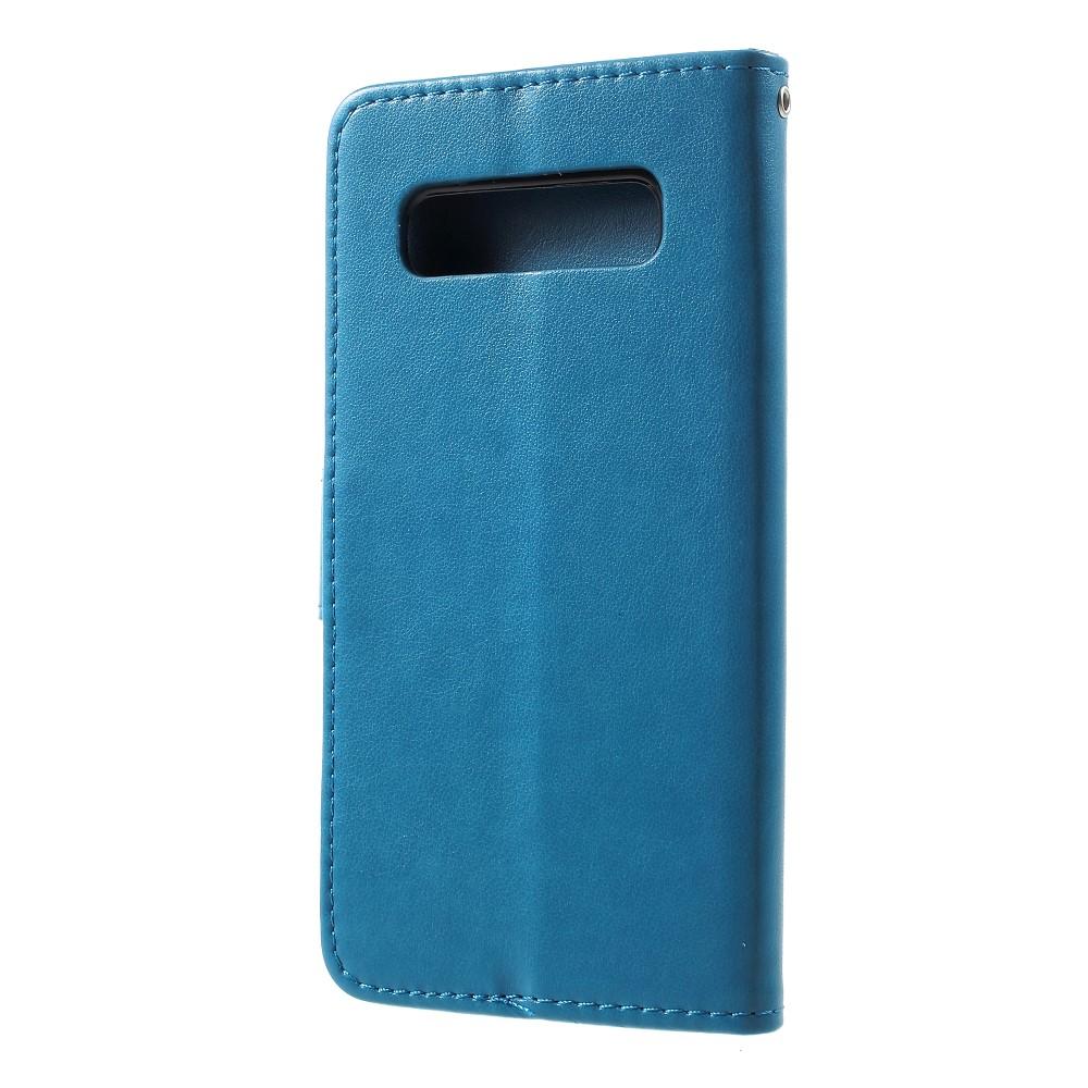 Samsung Galaxy S10 Leather Cover Imprinted Butterflies Blue
