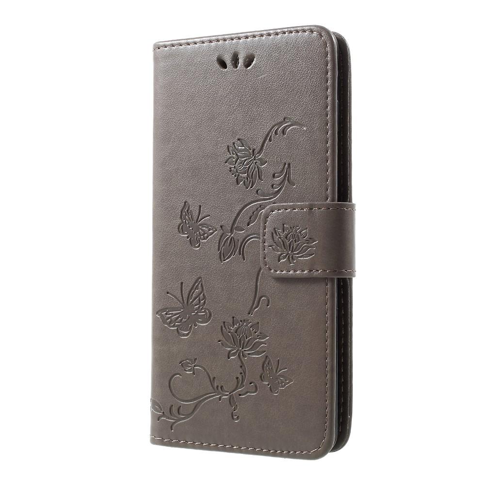 Samsung Galaxy S10 Leather Cover Imprinted Butterflies Grey