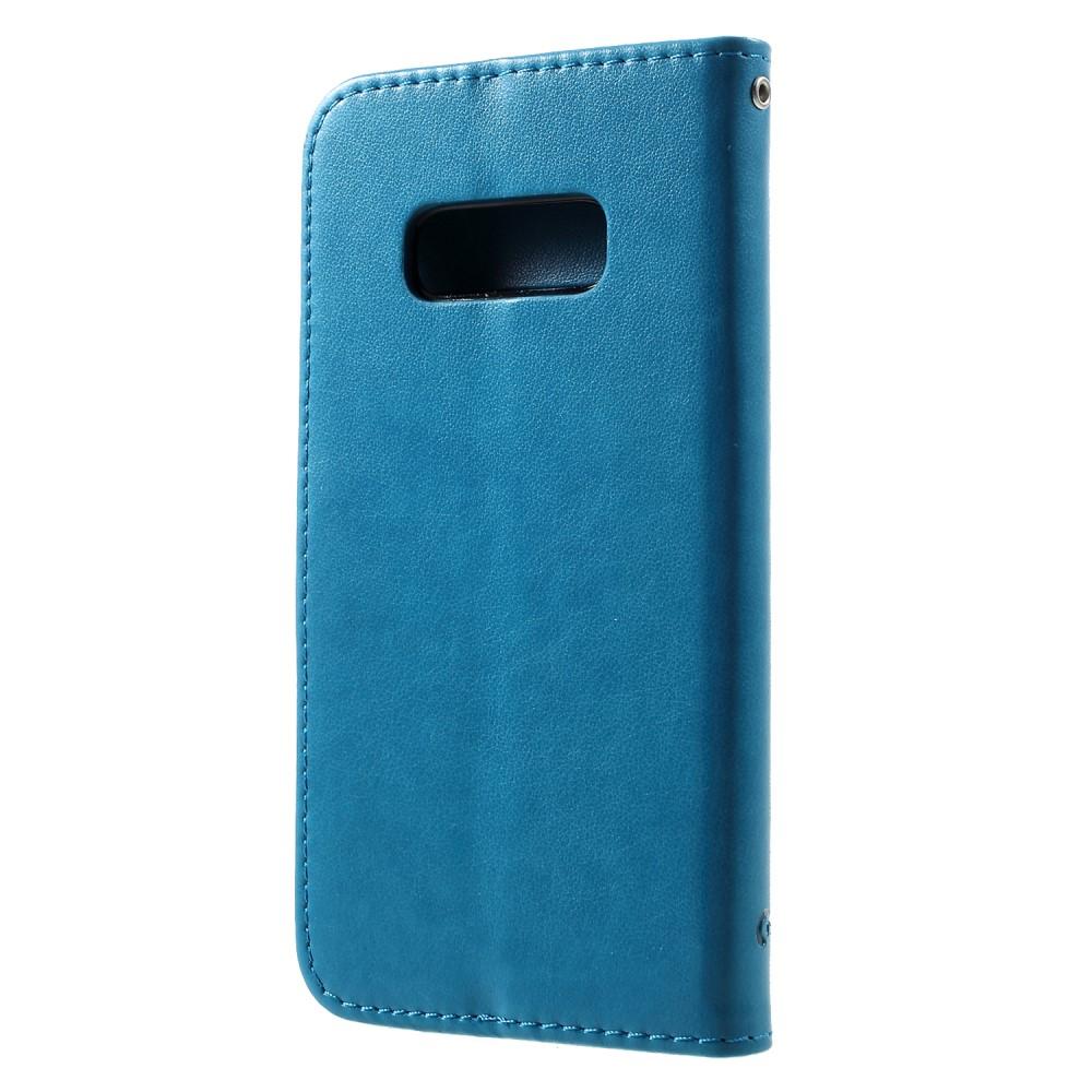 Samsung Galaxy S10e Leather Cover Imprinted Butterflies Blue