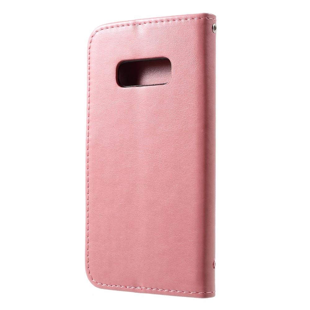 Samsung Galaxy S10e Leather Cover Imprinted Butterflies Pink