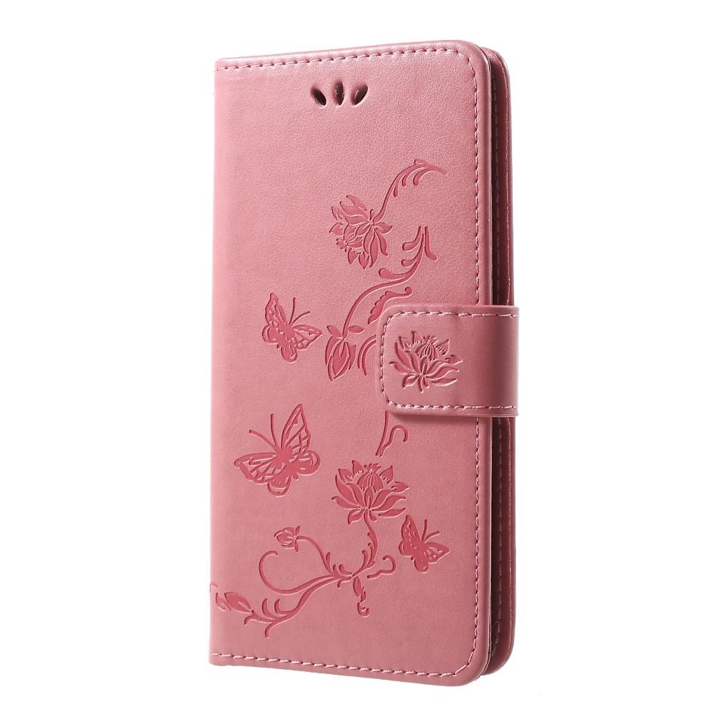 Samsung Galaxy S10 Plus Leather Cover Imprinted Butterflies Pink