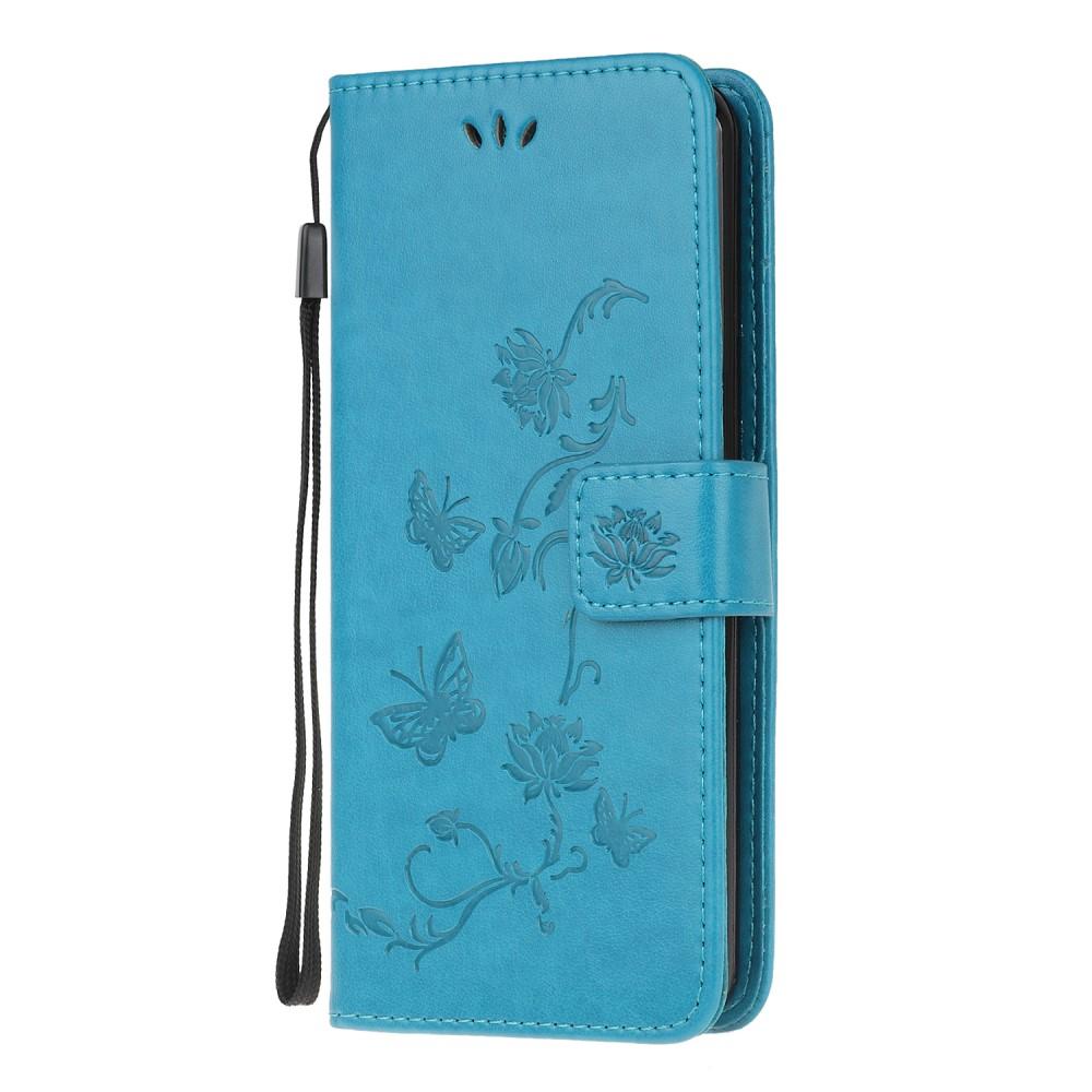 Samsung Galaxy S20 Leather Cover Imprinted Butterflies Blue