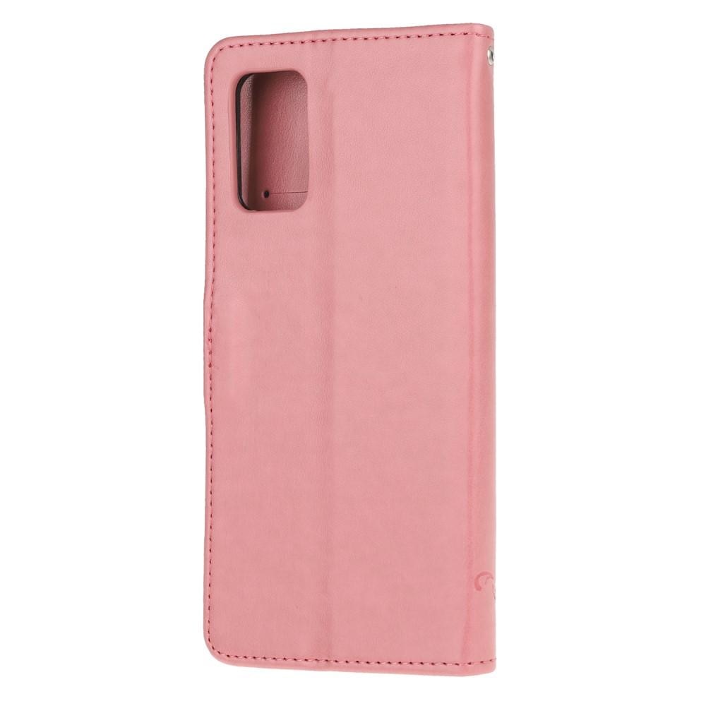 Samsung Galaxy S20 Leather Cover Imprinted Butterflies Pink