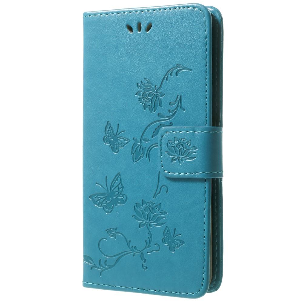 Samsung Galaxy S9 Leather Cover Imprinted Butterflies Blue