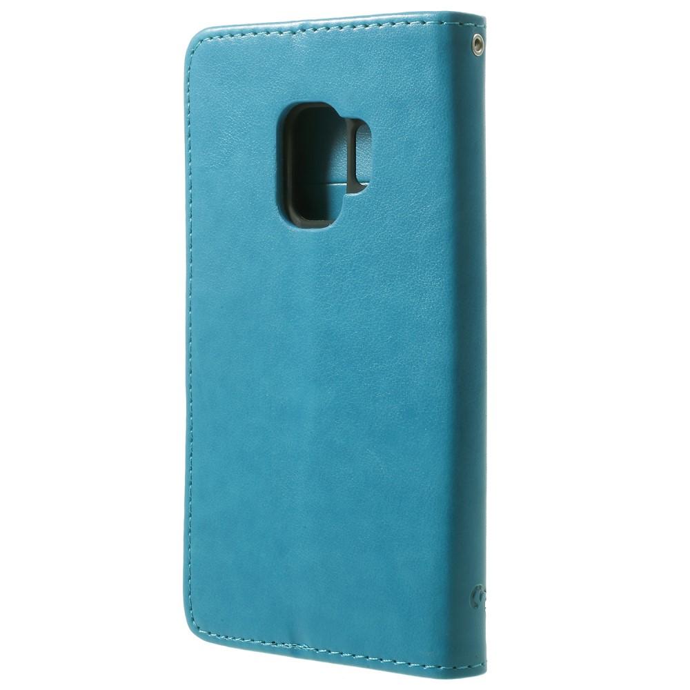 Samsung Galaxy S9 Leather Cover Imprinted Butterflies Blue