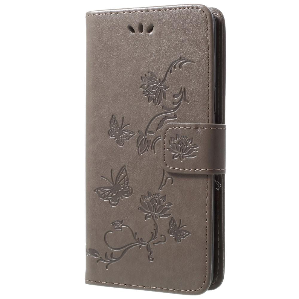 Samsung Galaxy S9 Leather Cover Imprinted Butterflies Grey