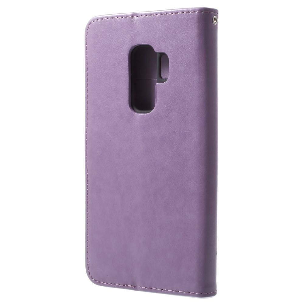 Samsung Galaxy S9 Plus Leather Cover Imprinted Butterflies Purple