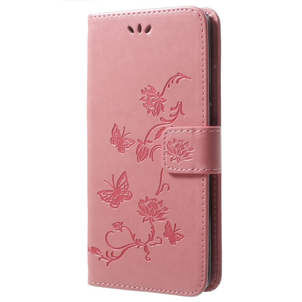 Samsung Galaxy S9 Plus Leather Cover Imprinted Butterflies Pink