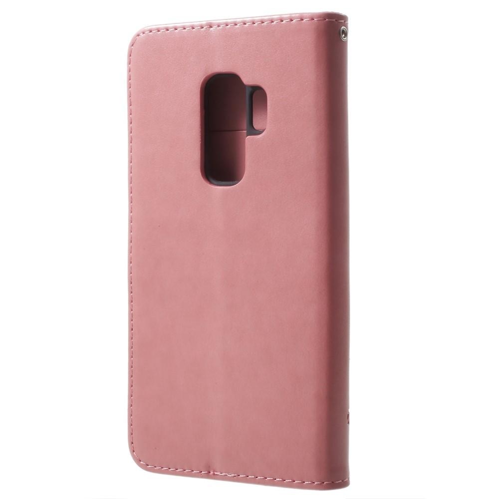 Samsung Galaxy S9 Plus Leather Cover Imprinted Butterflies Pink