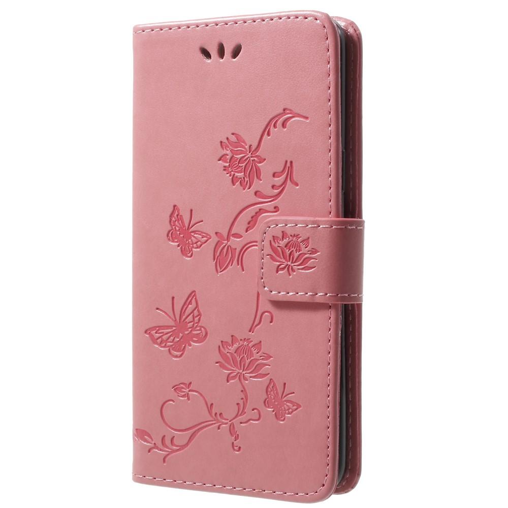 Samsung Galaxy S9 Leather Cover Imprinted Butterflies Pink