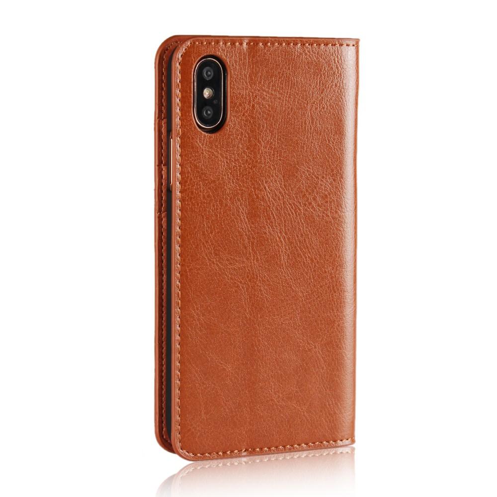 iPhone X/XS Genuine Leather Wallet Case Brown