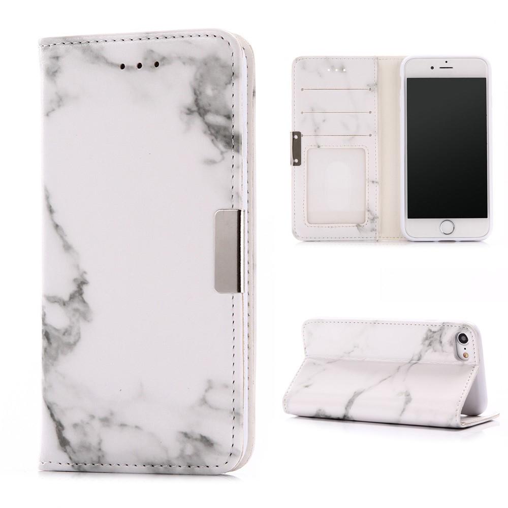 iPhone SE (2020) Wallet Book Cover White Marble