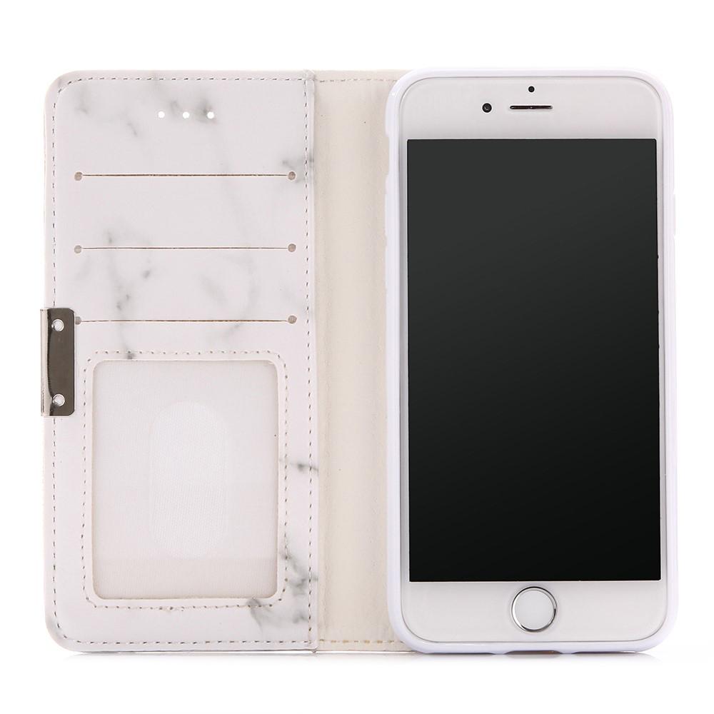 iPhone 8 Wallet Book Cover White Marble