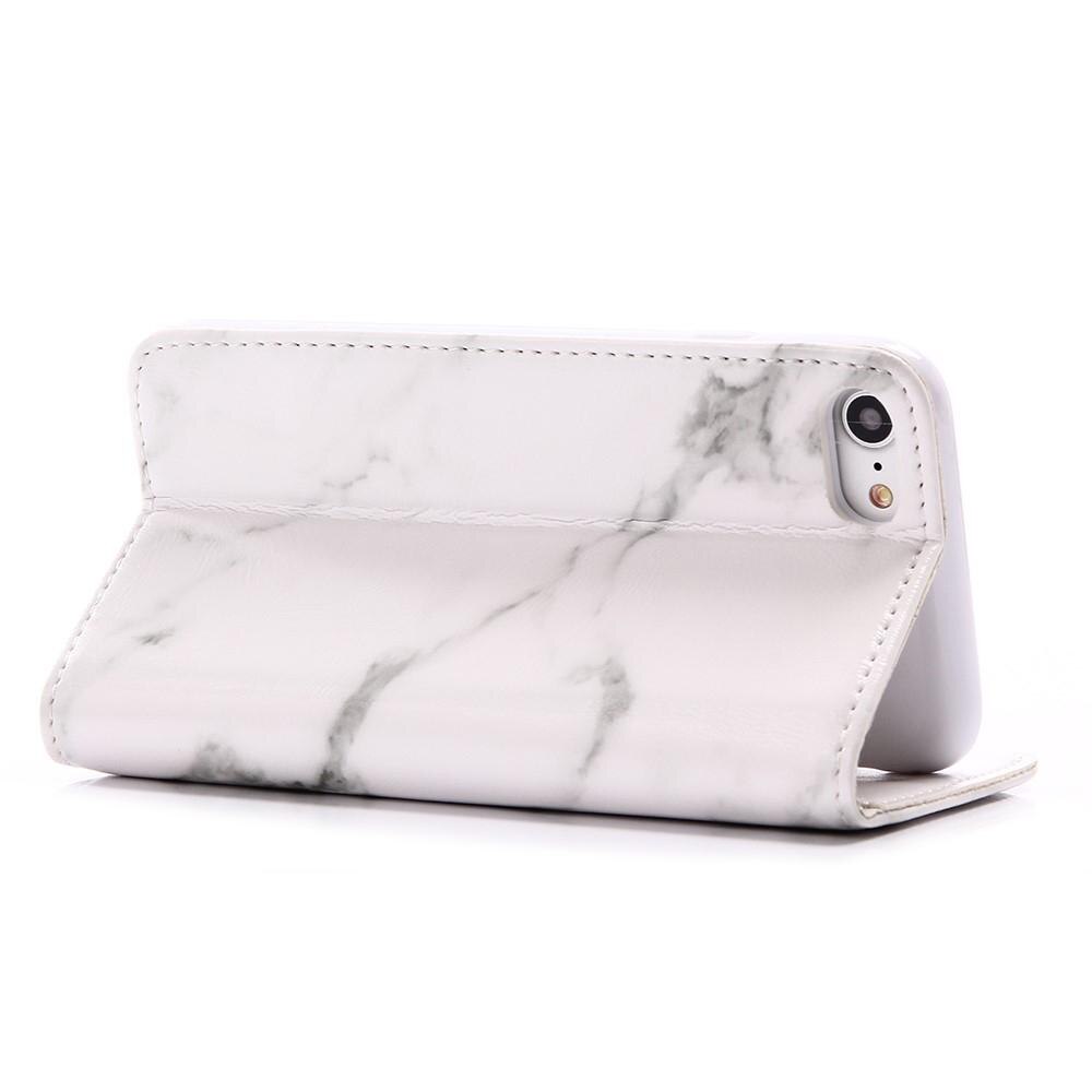 iPhone SE (2020) Wallet Book Cover White Marble