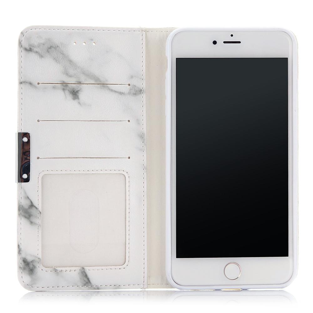 iPhone 7 Plus/8 Plus Wallet Book Cover White Marble