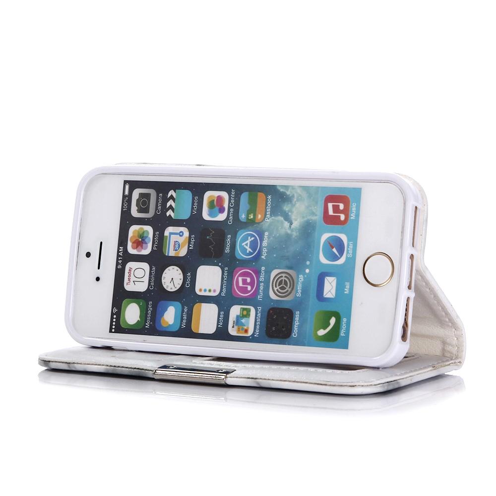 iPhone 5/5S/SE Wallet Book Cover White Marble