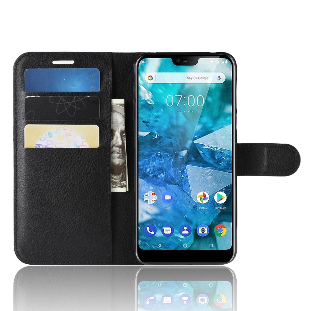 Nokia 7.1 Wallet Book Cover Black