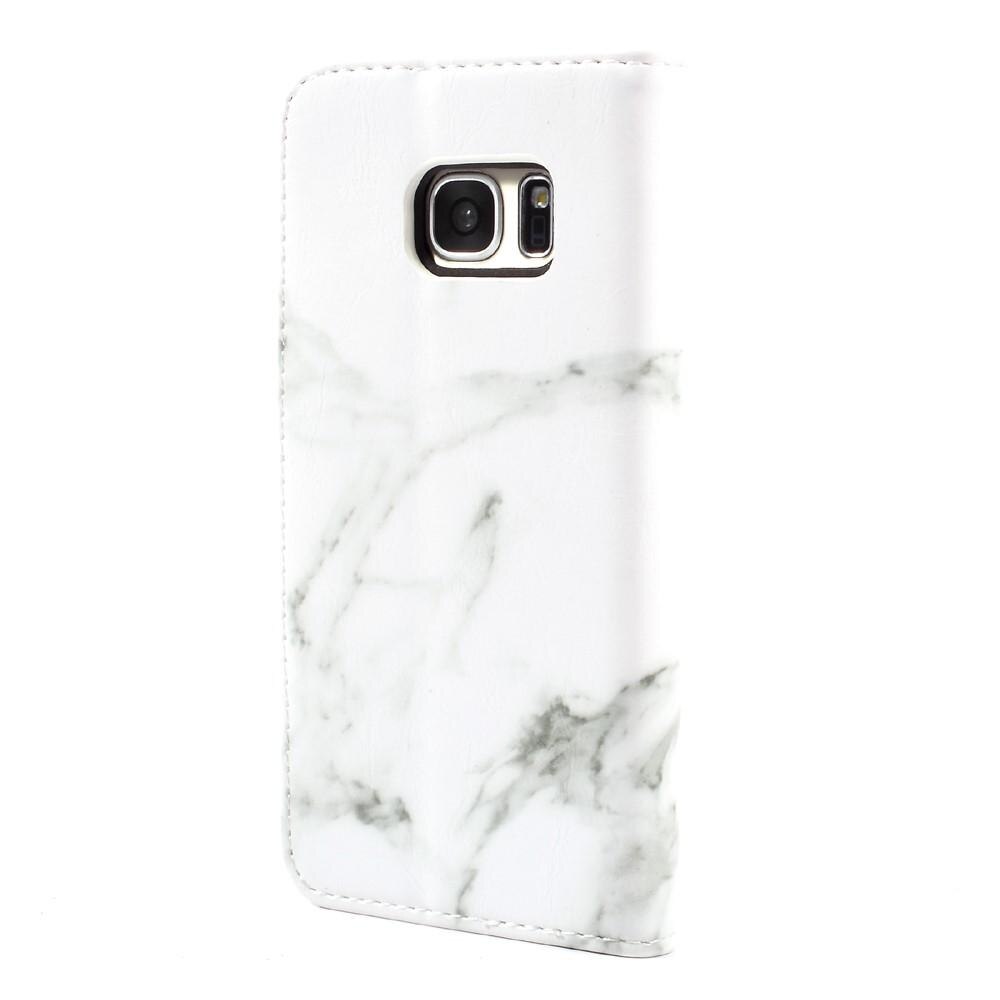 Samsung Galaxy S7 Wallet Book Cover White Marble