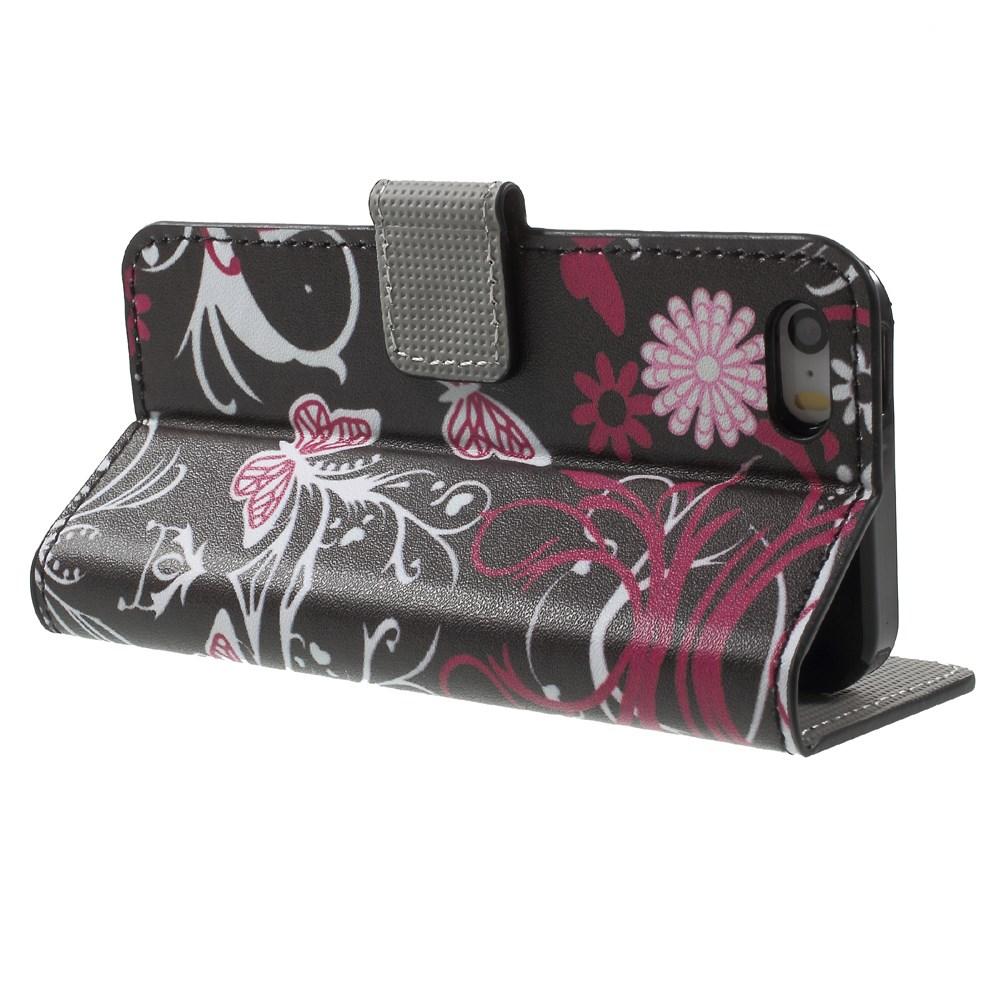 iPhone 5/5S/SE Wallet Case Black Butterfly