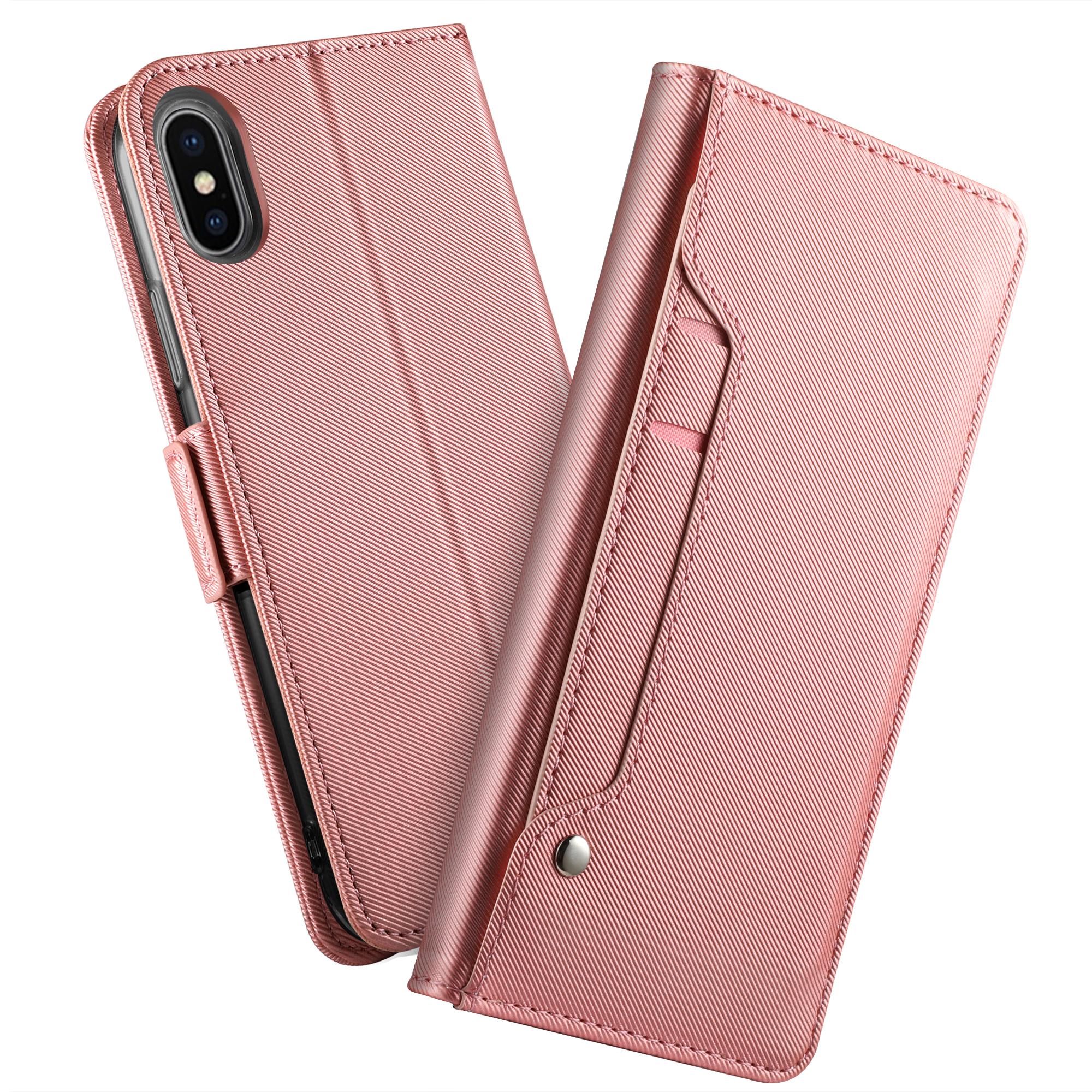 iPhone Xr Wallet Case Mirror Pink Gold