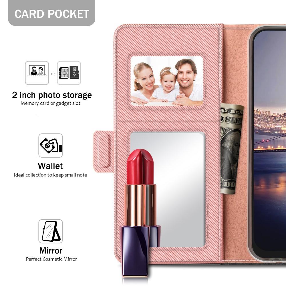 iPhone X/XS Wallet Case Mirror Pink Gold