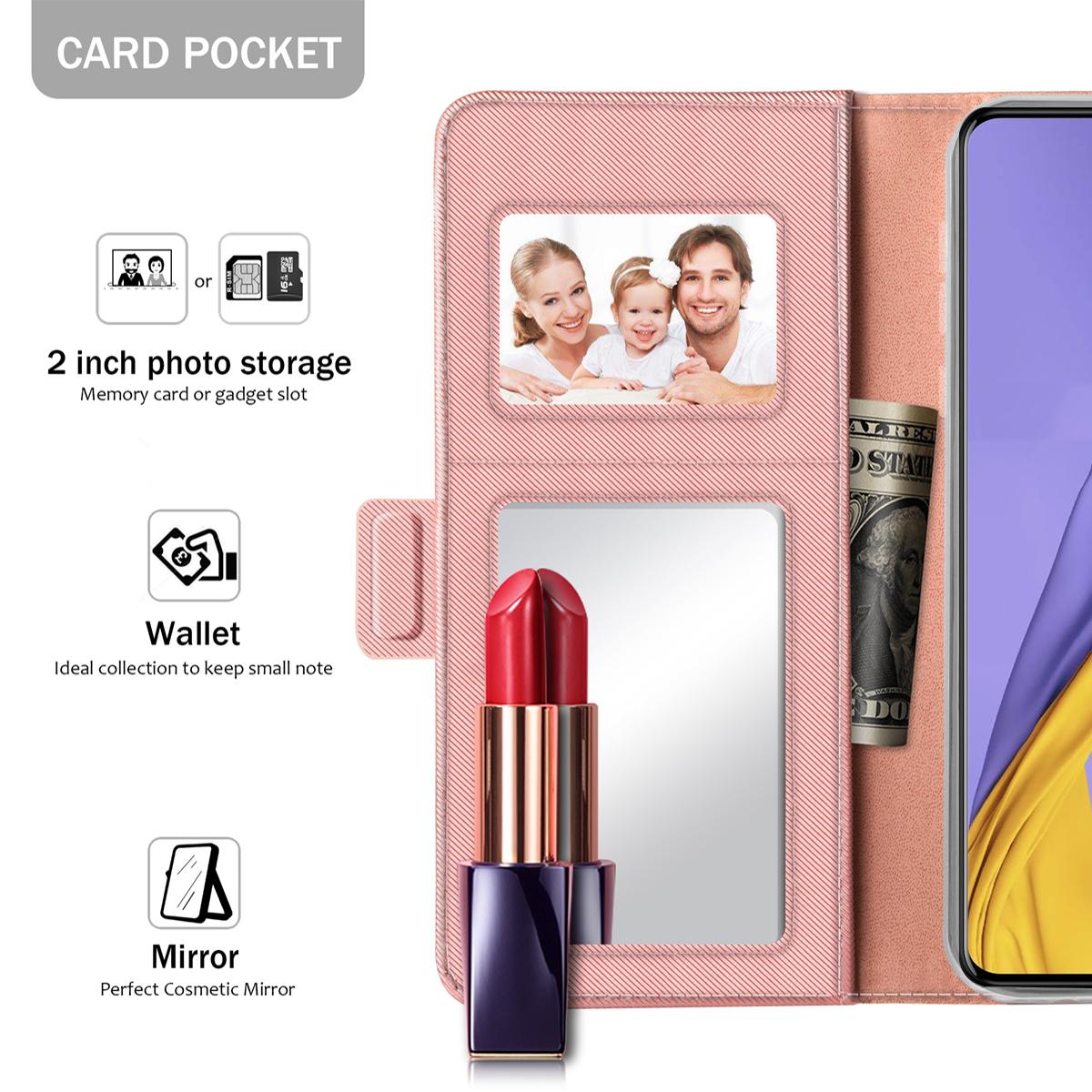 Samsung Galaxy A51 Wallet Case Mirror Pink Gold