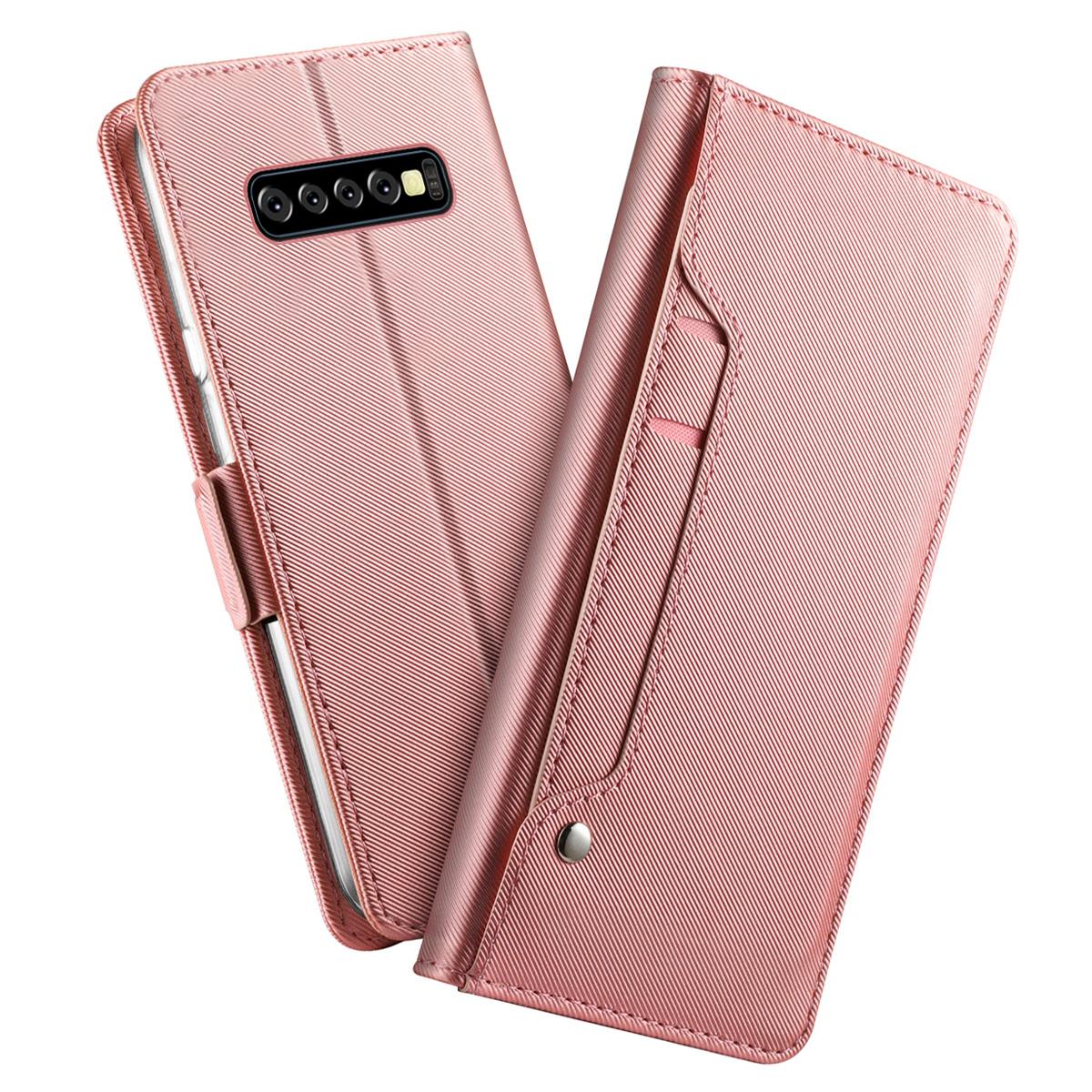 Samsung Galaxy S10 Plus Wallet Case Mirror Pink Gold