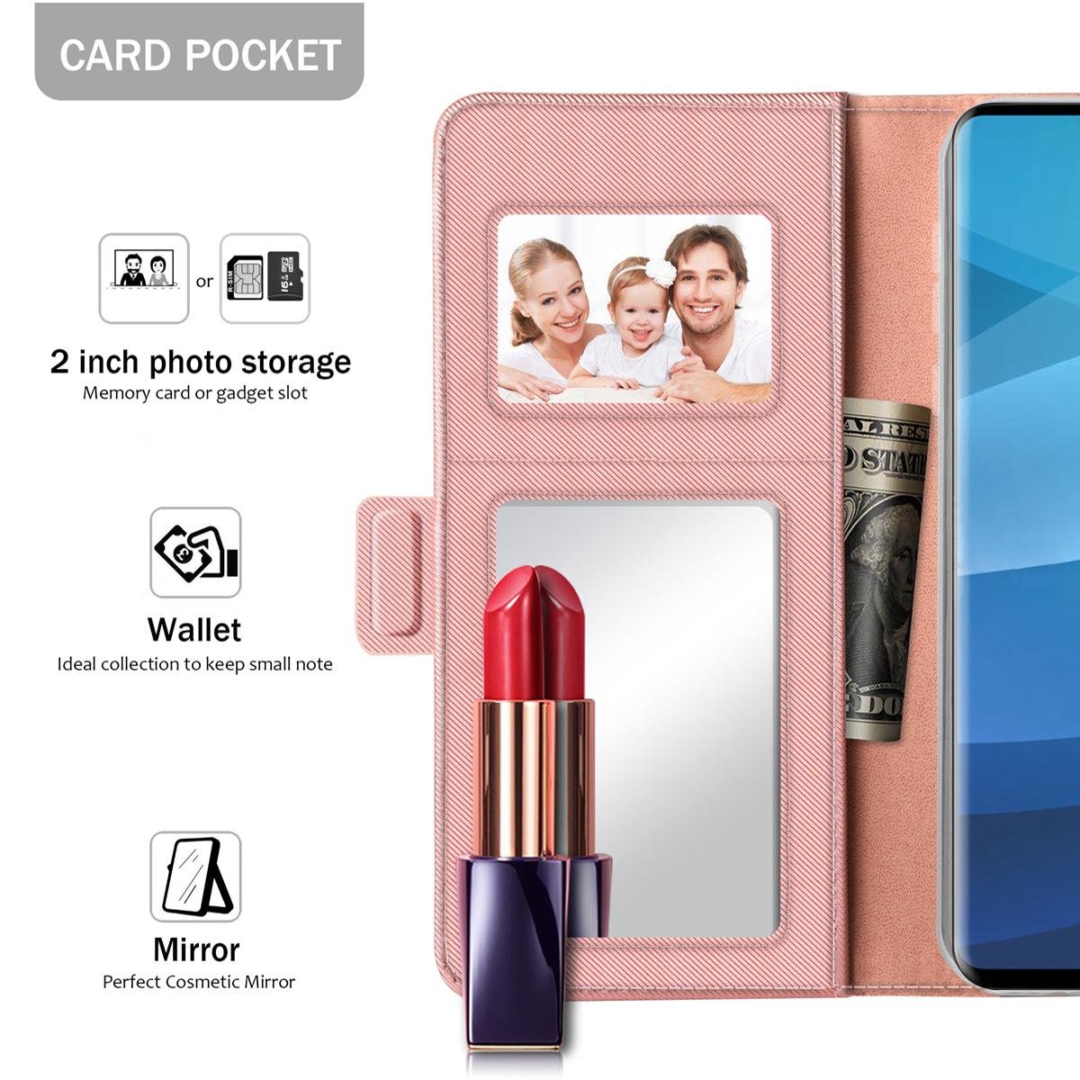 Samsung Galaxy S10 Plus Wallet Case Mirror Pink Gold