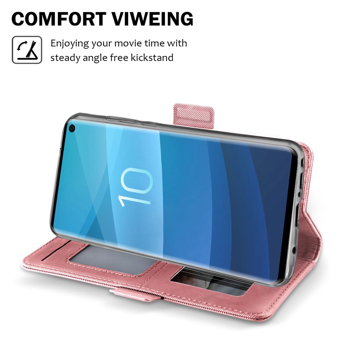 Samsung Galaxy S10 Wallet Case Mirror Pink Gold