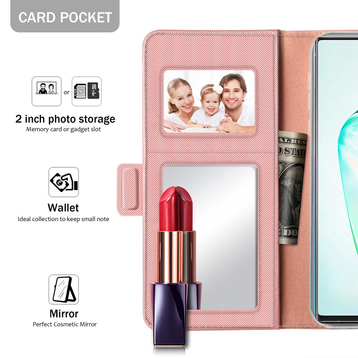 Samsung Galaxy S20 Plus Wallet Case Mirror Pink Gold