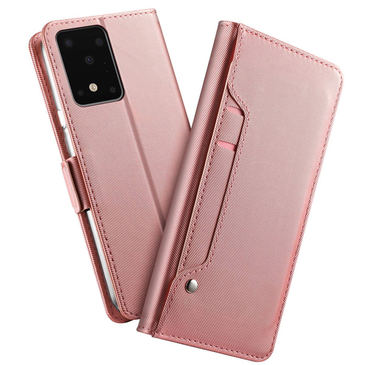 Samsung Galaxy S20 Ultra Wallet Case Mirror Pink Gold