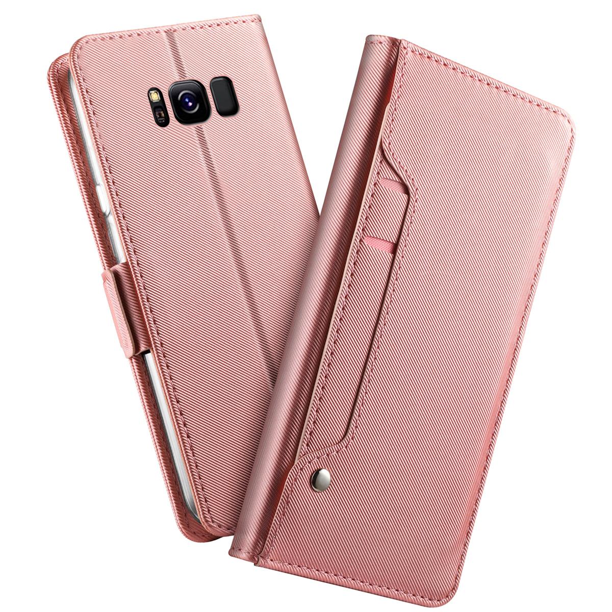 Samsung Galaxy S8 Wallet Case Mirror Pink Gold