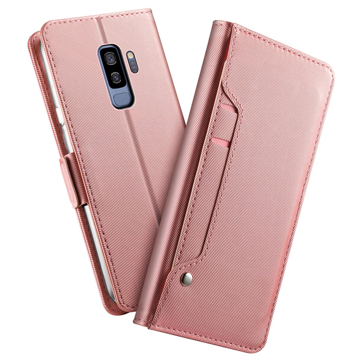 Samsung Galaxy S9 Plus Wallet Case Mirror Pink Gold