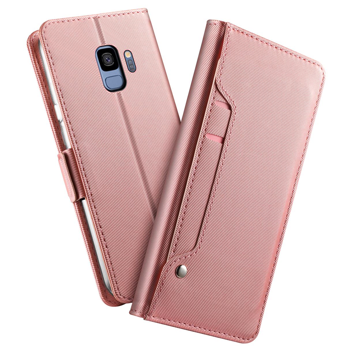 Samsung Galaxy S9 Wallet Case Mirror Pink Gold