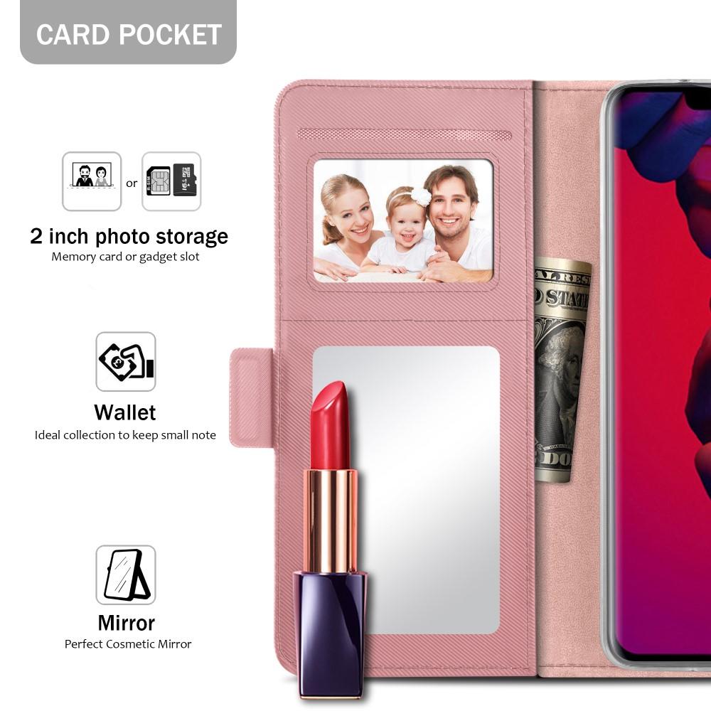 Huawei Mate 20 Pro Wallet Case Mirror Pink Gold