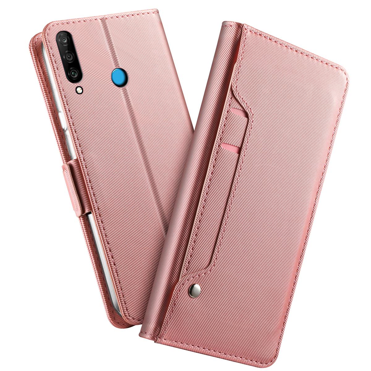 Huawei P30 Lite Wallet Case Mirror Pink Gold