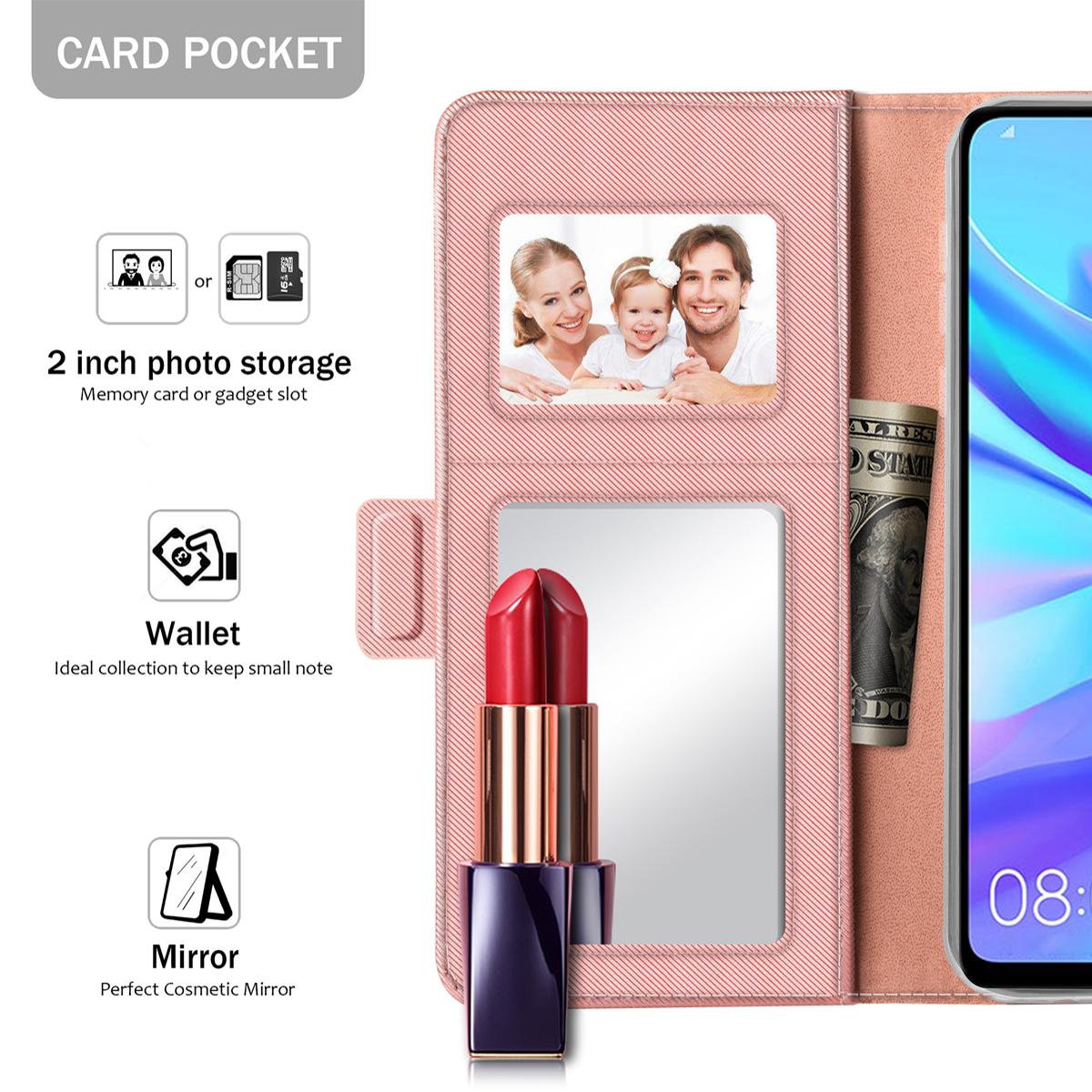 Huawei P30 Lite Wallet Case Mirror Pink Gold