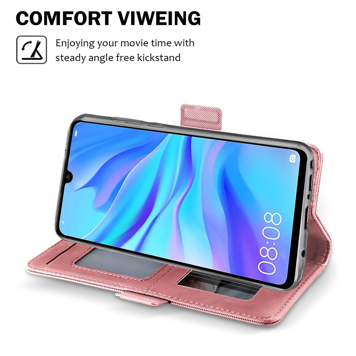 Huawei P30 Lite Wallet Case Mirror Pink Gold